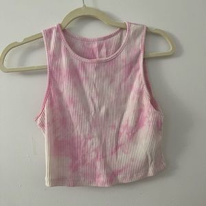 Princess Polly light pink tie-dye crop top, size M
